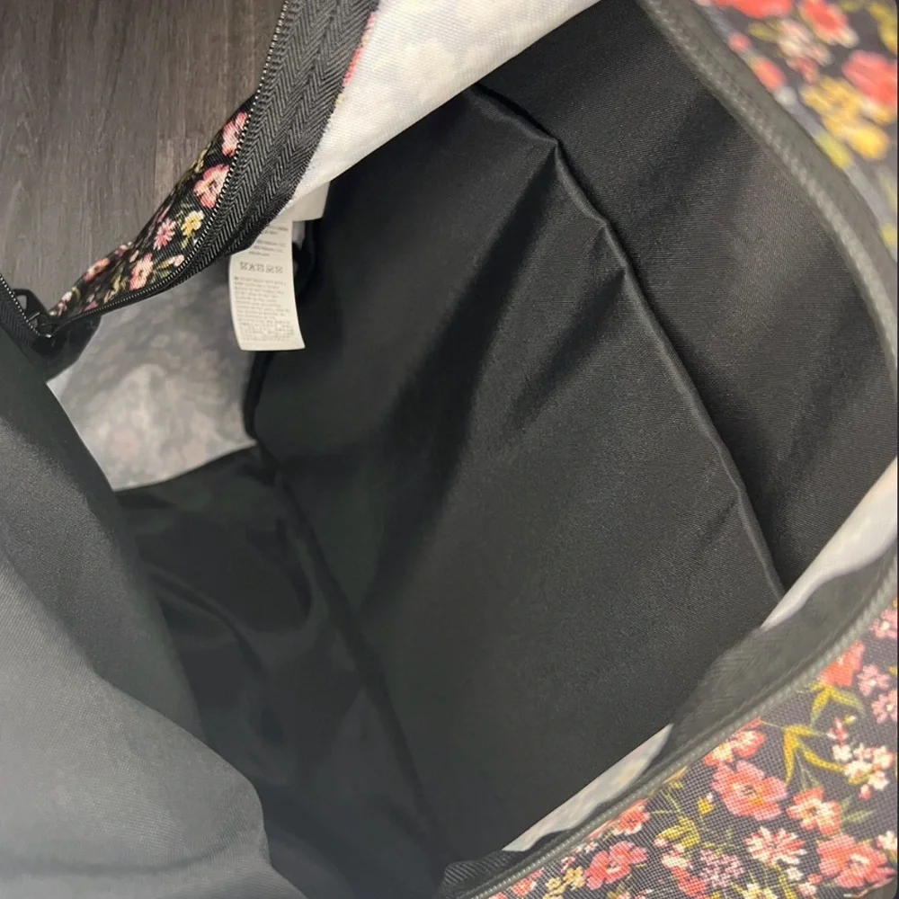 Volcom Floral‎ Backpack Black Pink Print Multi Pocket NWOT